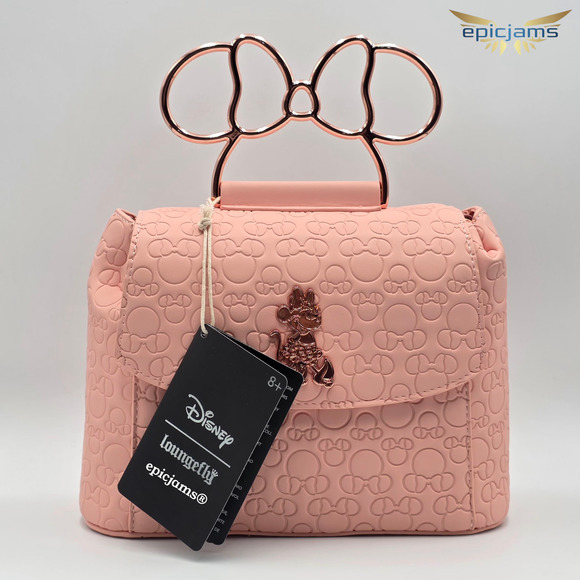 Loungefly Disney Minnie Mouse Embossed Blush Pink  Crossbody Bag Purse New - Picture 5 of 8